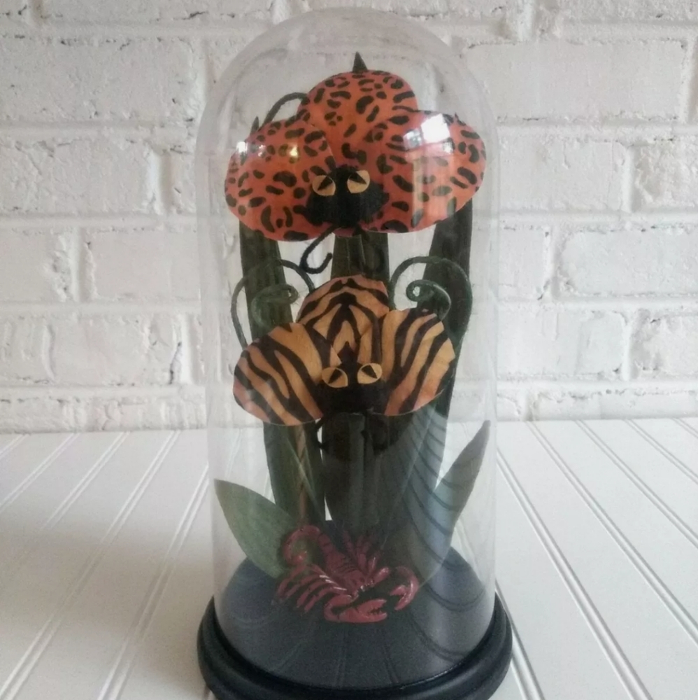 Animal Print Halloween Faux Plants in Cloche